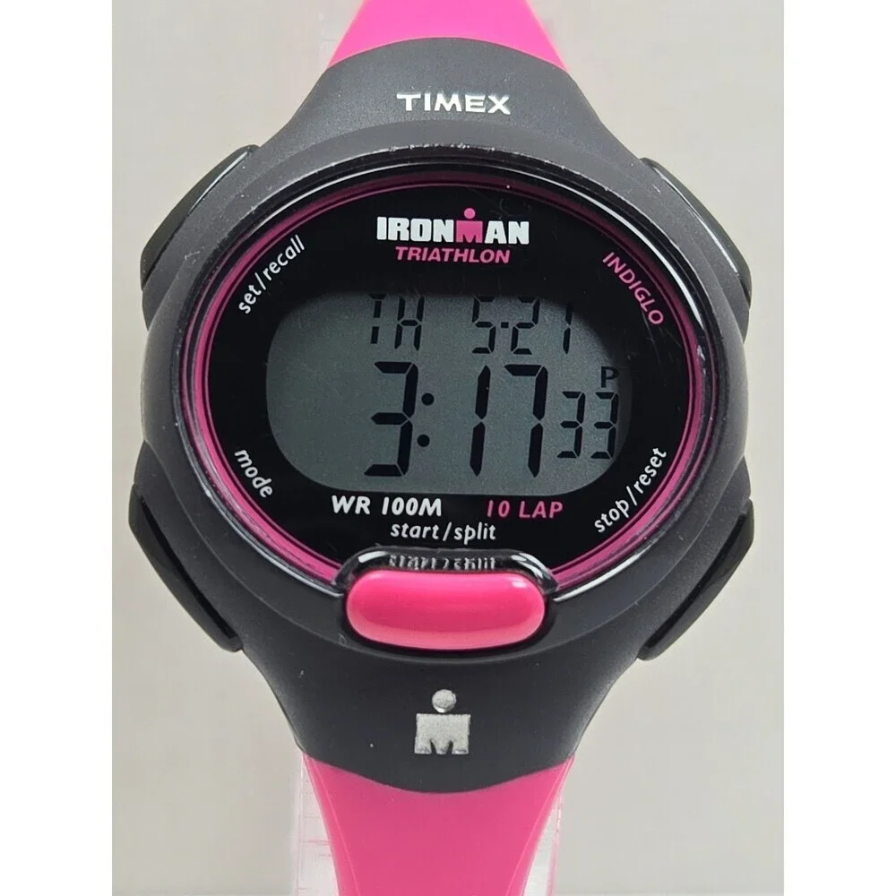 Timex Ironman Triathlon 10 Lap Womens Watch Pink Purple Indiglo New Battery
